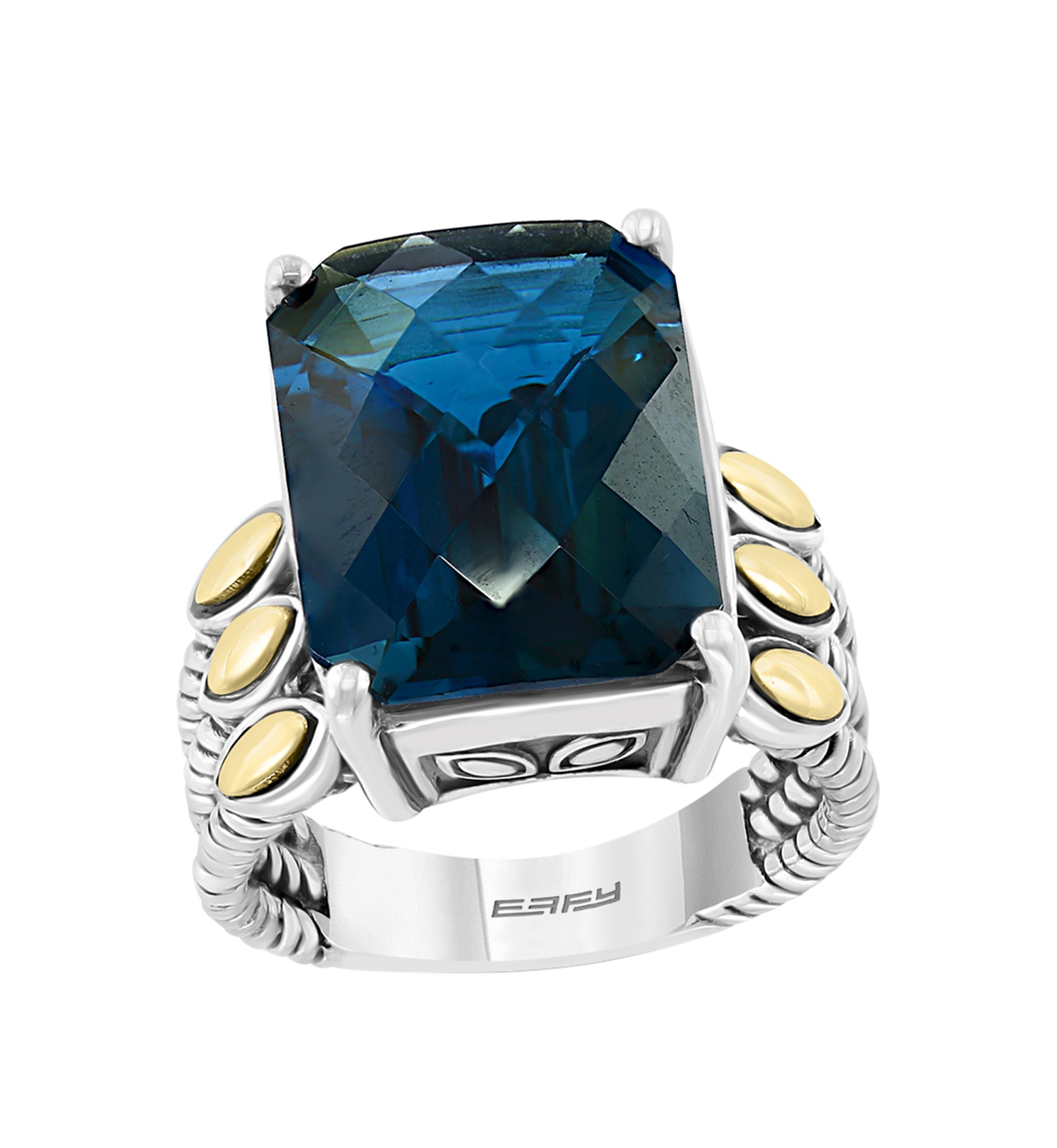 11.3 ct. t.w. London Blue Topaz Ring in Sterling Silver over 18k Yellow Gold
