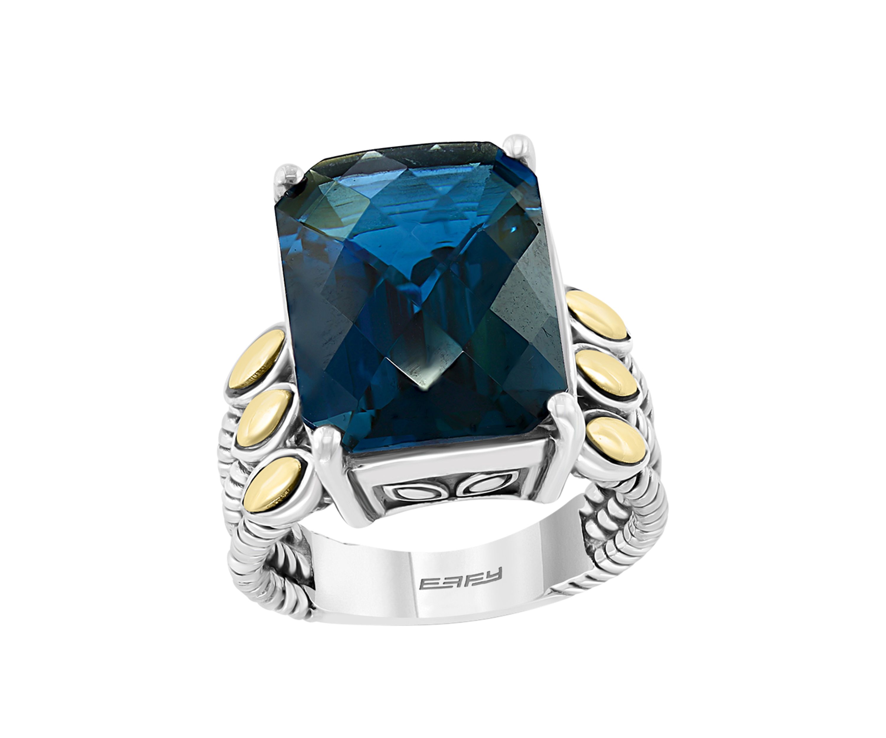 11.3 ct. t.w. London Blue Topaz Ring in Sterling Silver over 18k Yellow Gold