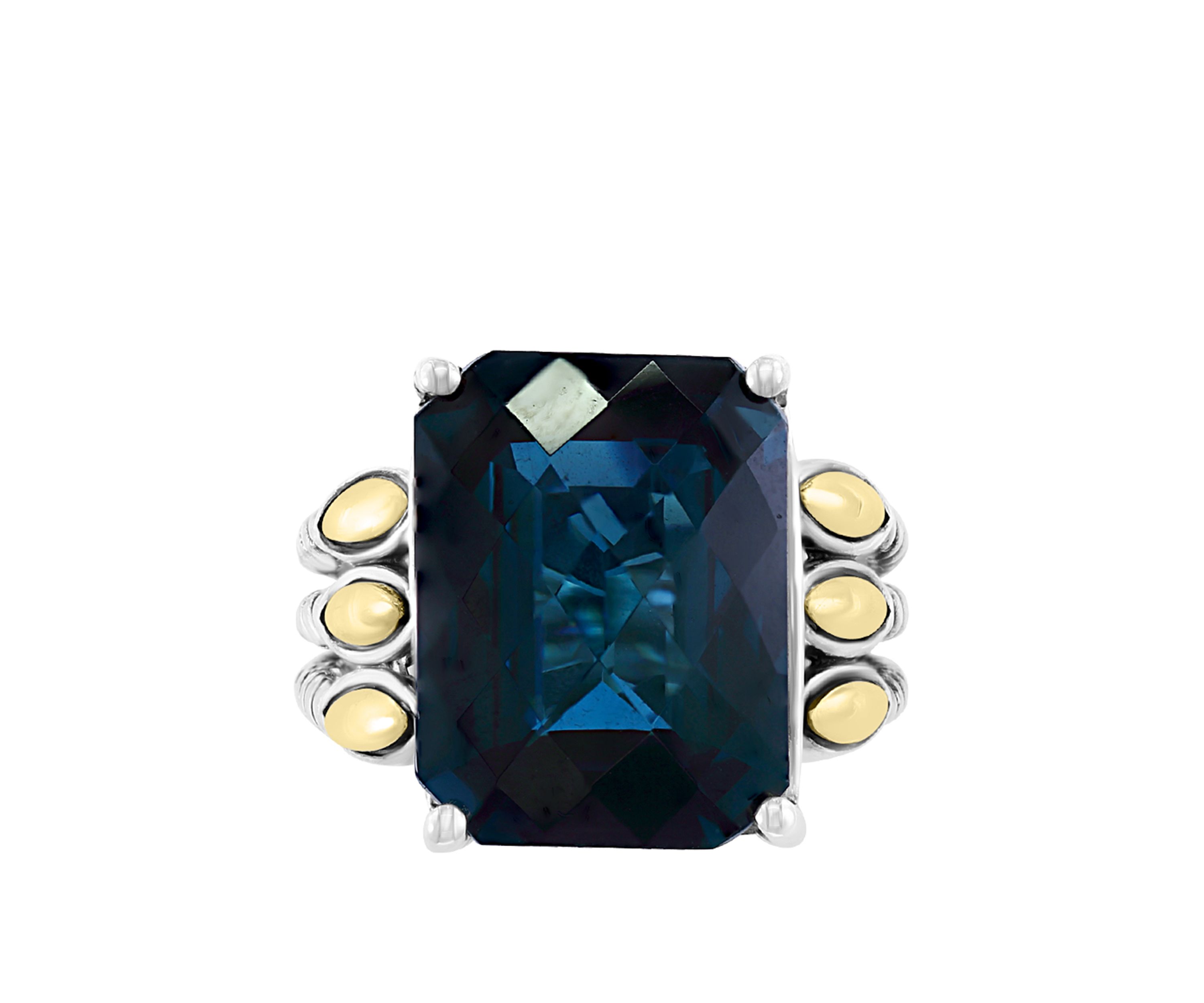 11.3 ct. t.w. London Blue Topaz Ring in Sterling Silver over 18k Yellow Gold