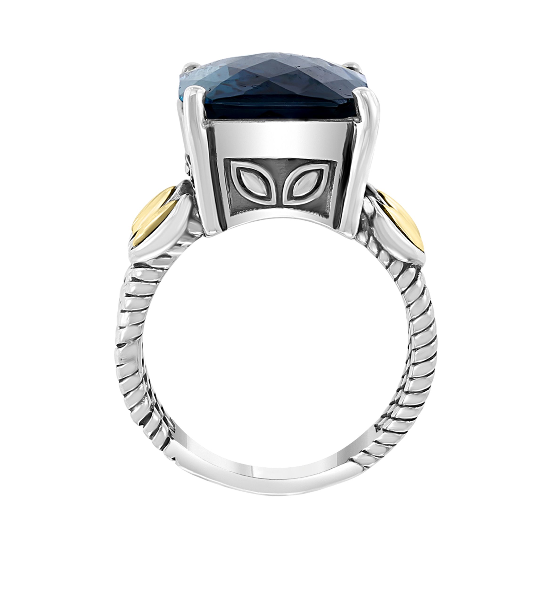 11.3 ct. t.w. London Blue Topaz Ring in Sterling Silver over 18k Yellow Gold