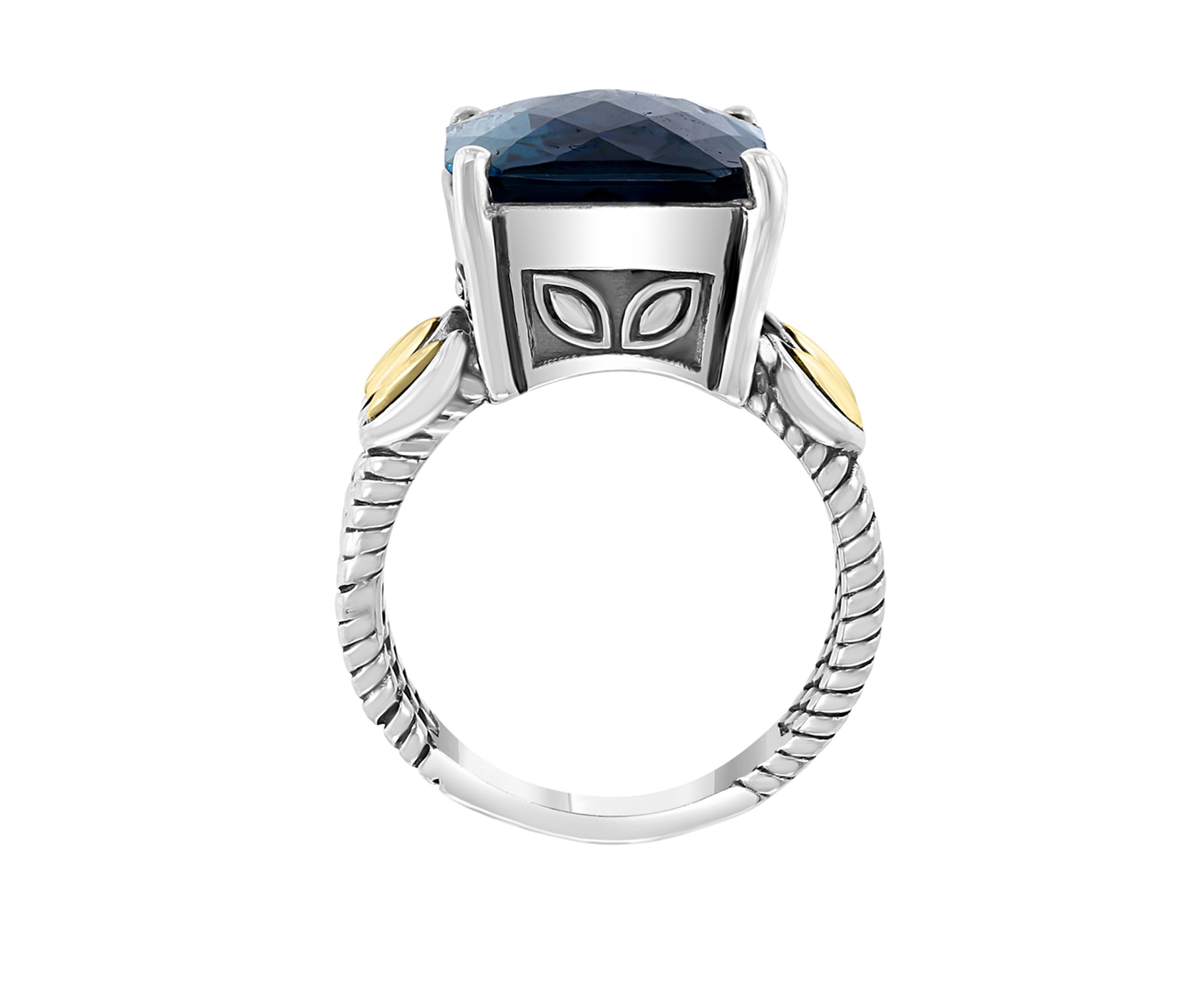 11.3 ct. t.w. London Blue Topaz Ring in Sterling Silver over 18k Yellow Gold