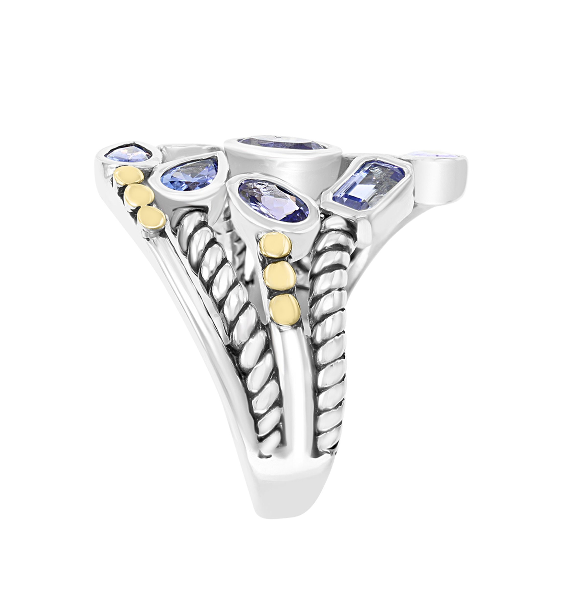 2.35 ct. t.w. Tanzanite Ring in Sterling Silver and 18K Yellow Gold