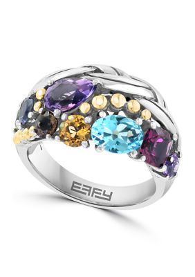 Effy 3.5 Ct. T.w. Mixed Semi Precious Stone Ring In Sterling Silver
