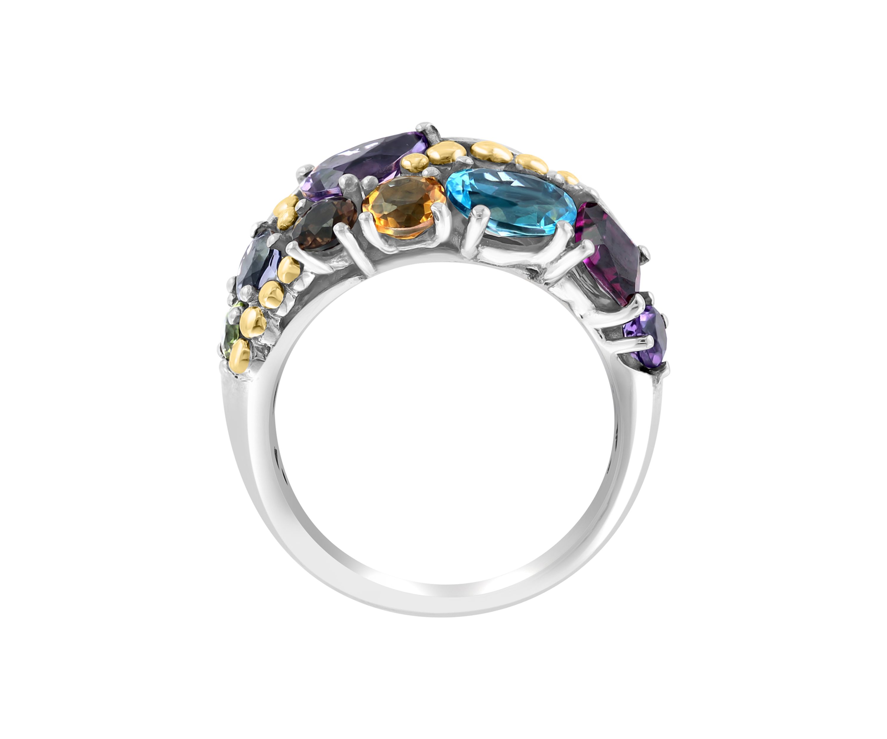 3.5 ct. t.w. Mixed Semi Precious Stone Ring in Sterling Silver