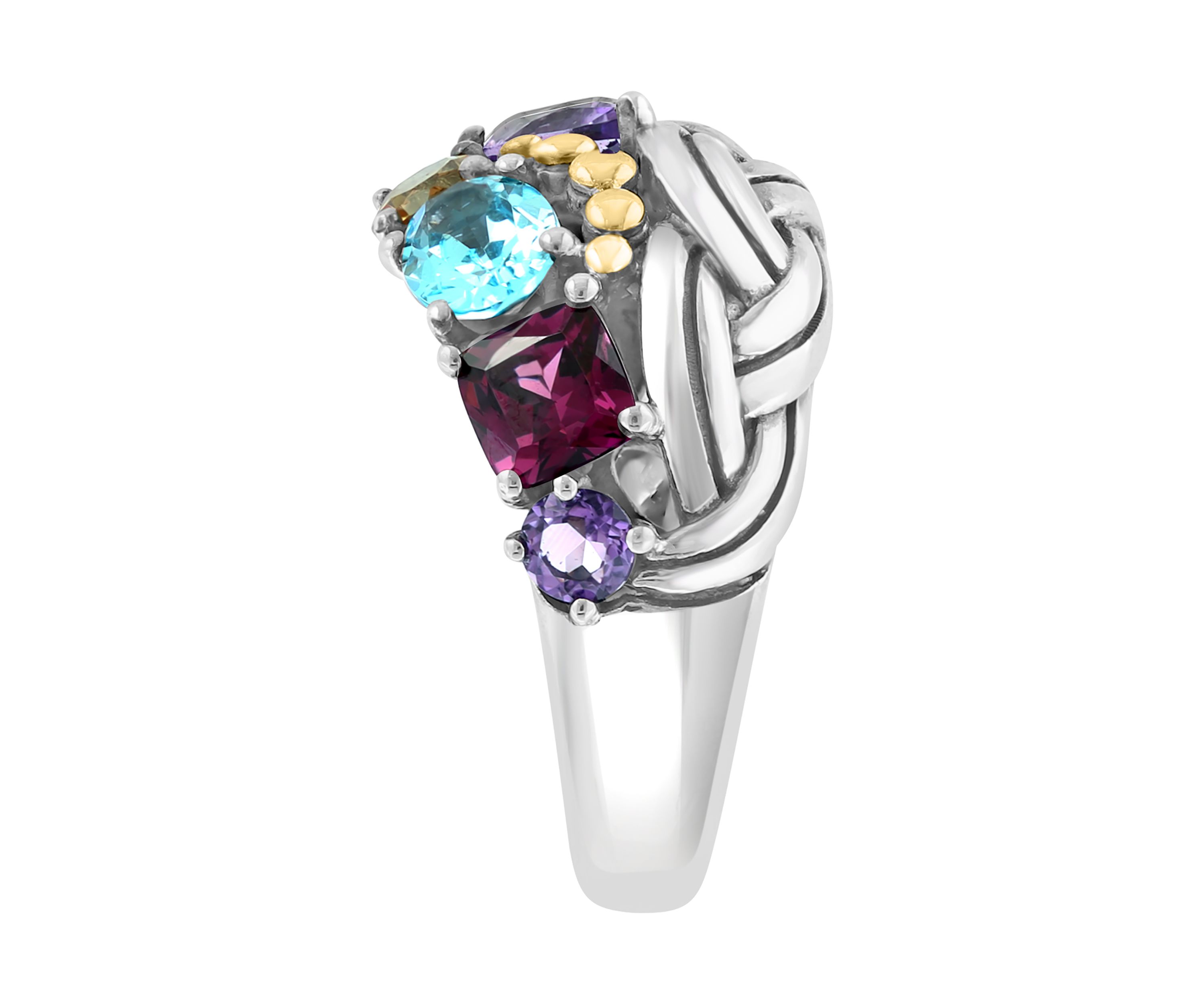 3.5 ct. t.w. Mixed Semi Precious Stone Ring in Sterling Silver