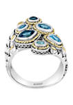 Sterling Silver/18K Yellow Gold 2.15 ct. t.w. Blue Topaz, London Blue Topaz, and Sky Blue Topaz Ring