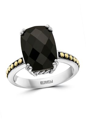 Effy Onyx Ring In 18K Yellow Gold Over Sterling Silver