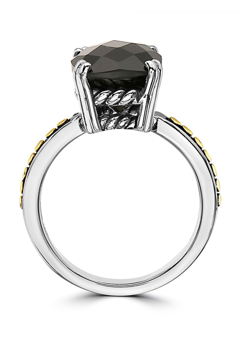 Onyx Ring in 18K Yellow Gold Over Sterling Silver