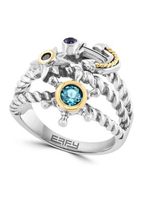 Effy Amethyst And Blue Topaz Ring In Sterling Silver