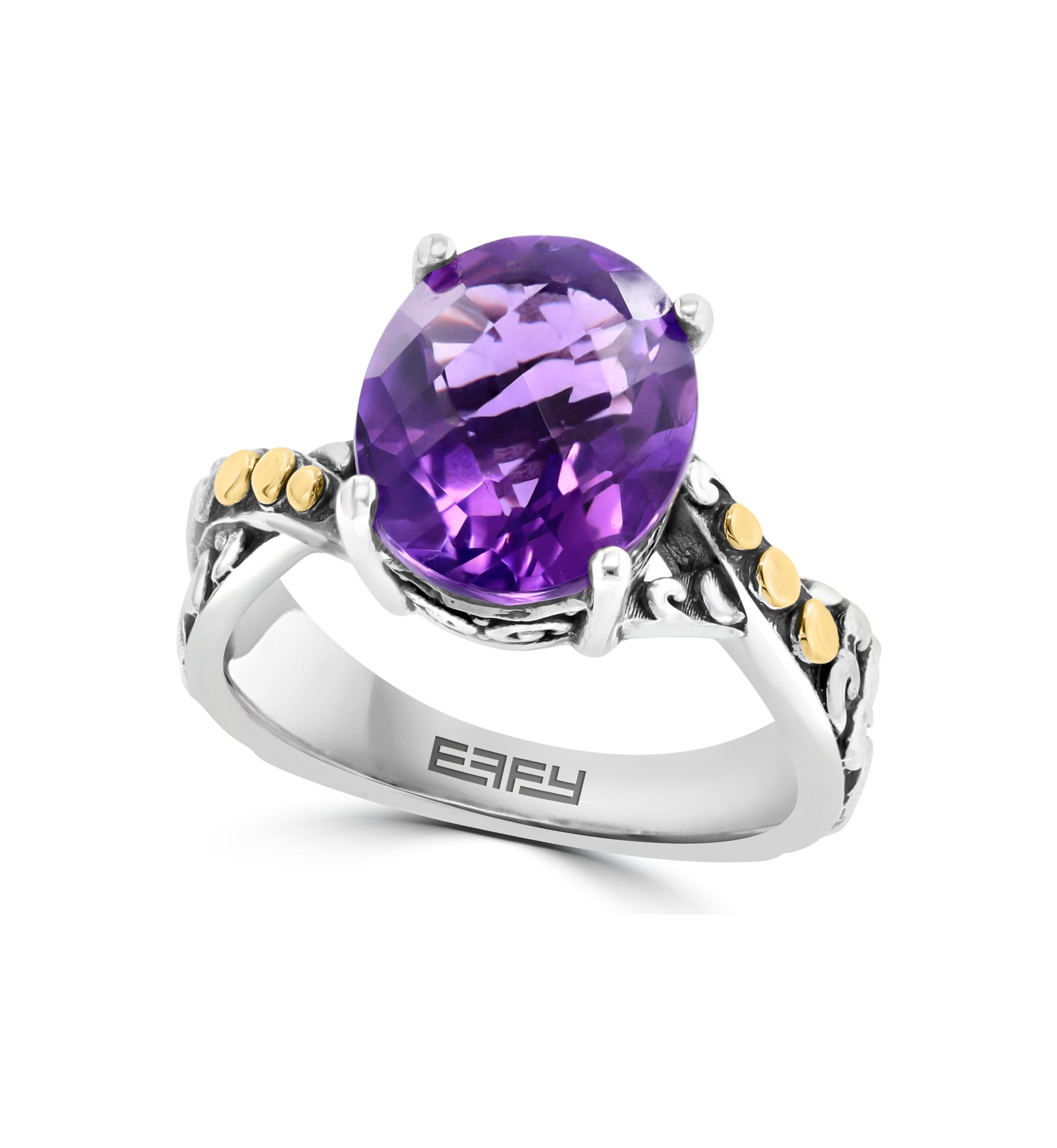 Amethyst Twist Ring in 18K Sterling Silver