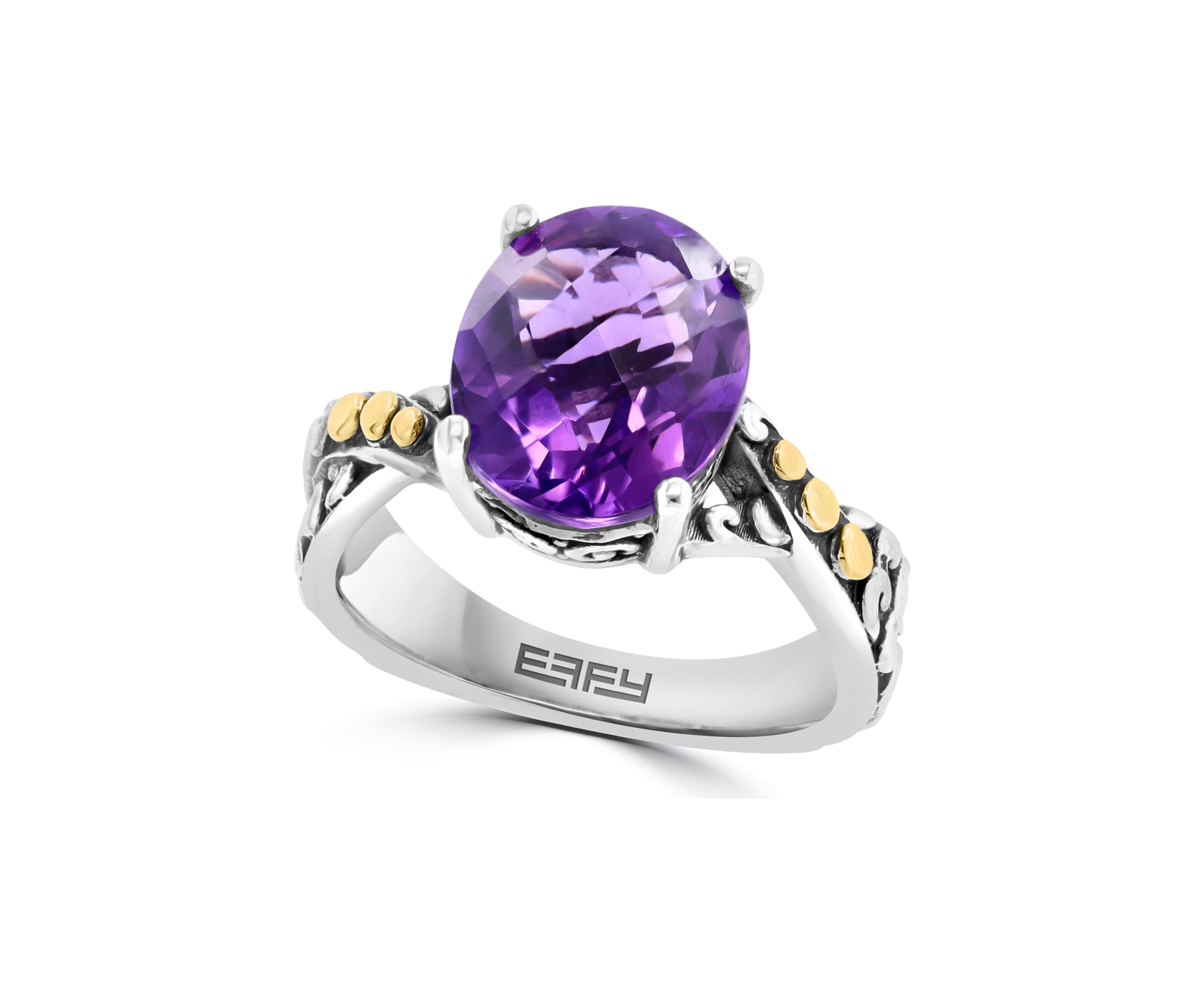 Amethyst Twist Ring in 18K Sterling Silver