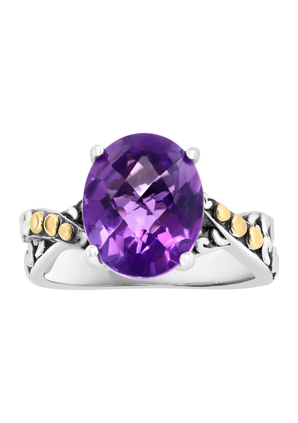 Amethyst Twist Ring in 18K Sterling Silver