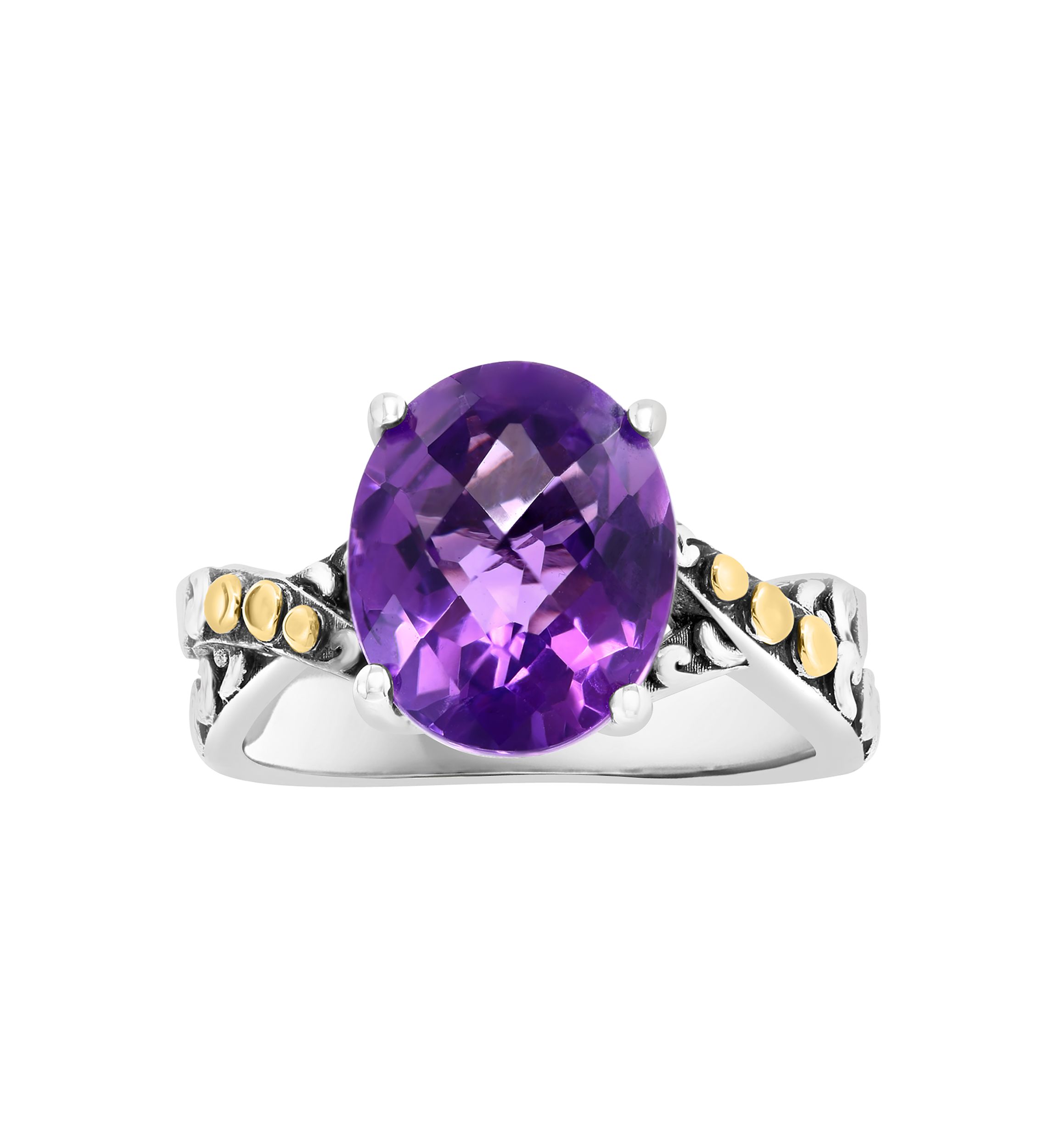 Amethyst Twist Ring in 18K Sterling Silver