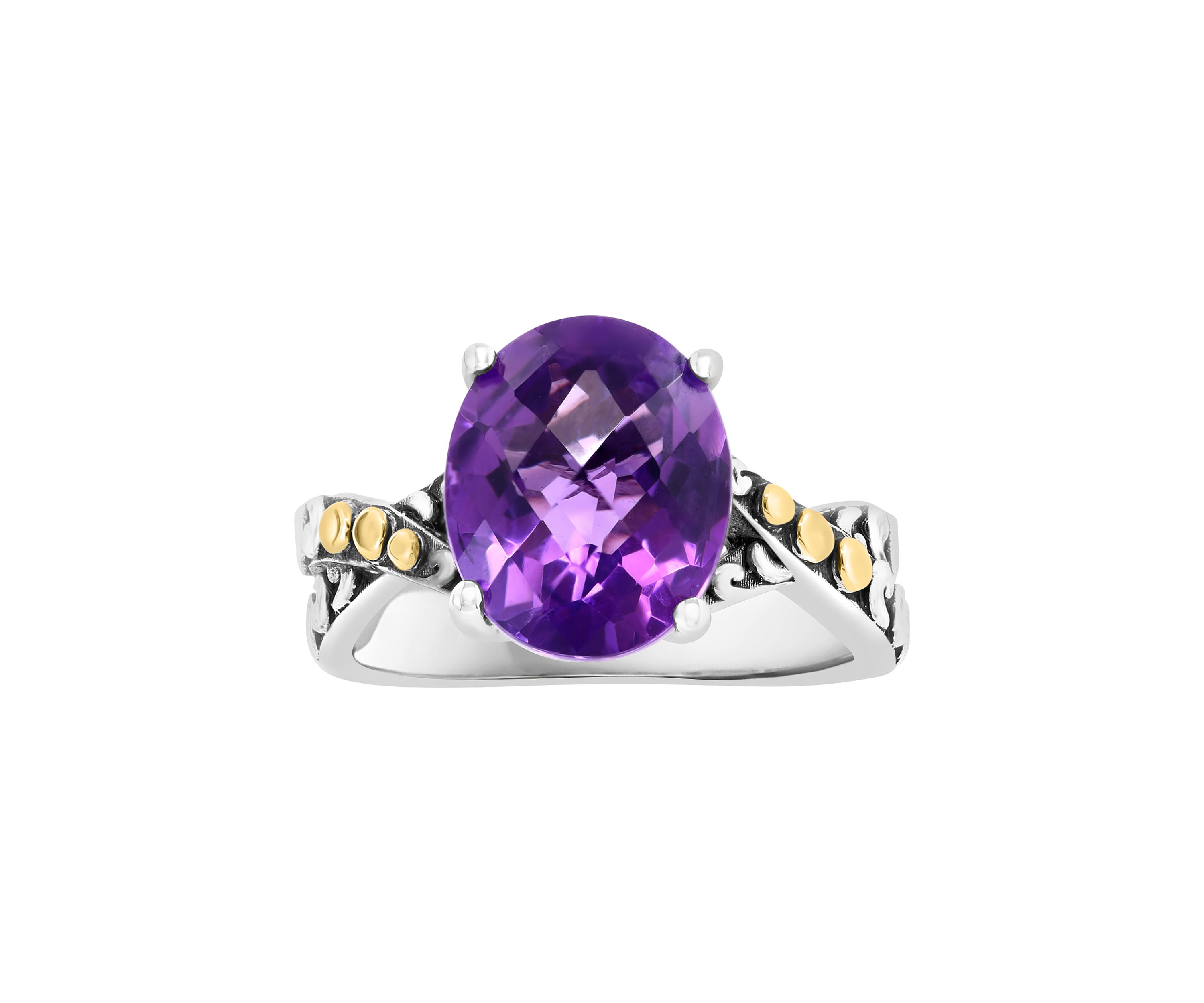 Amethyst Twist Ring in 18K Sterling Silver
