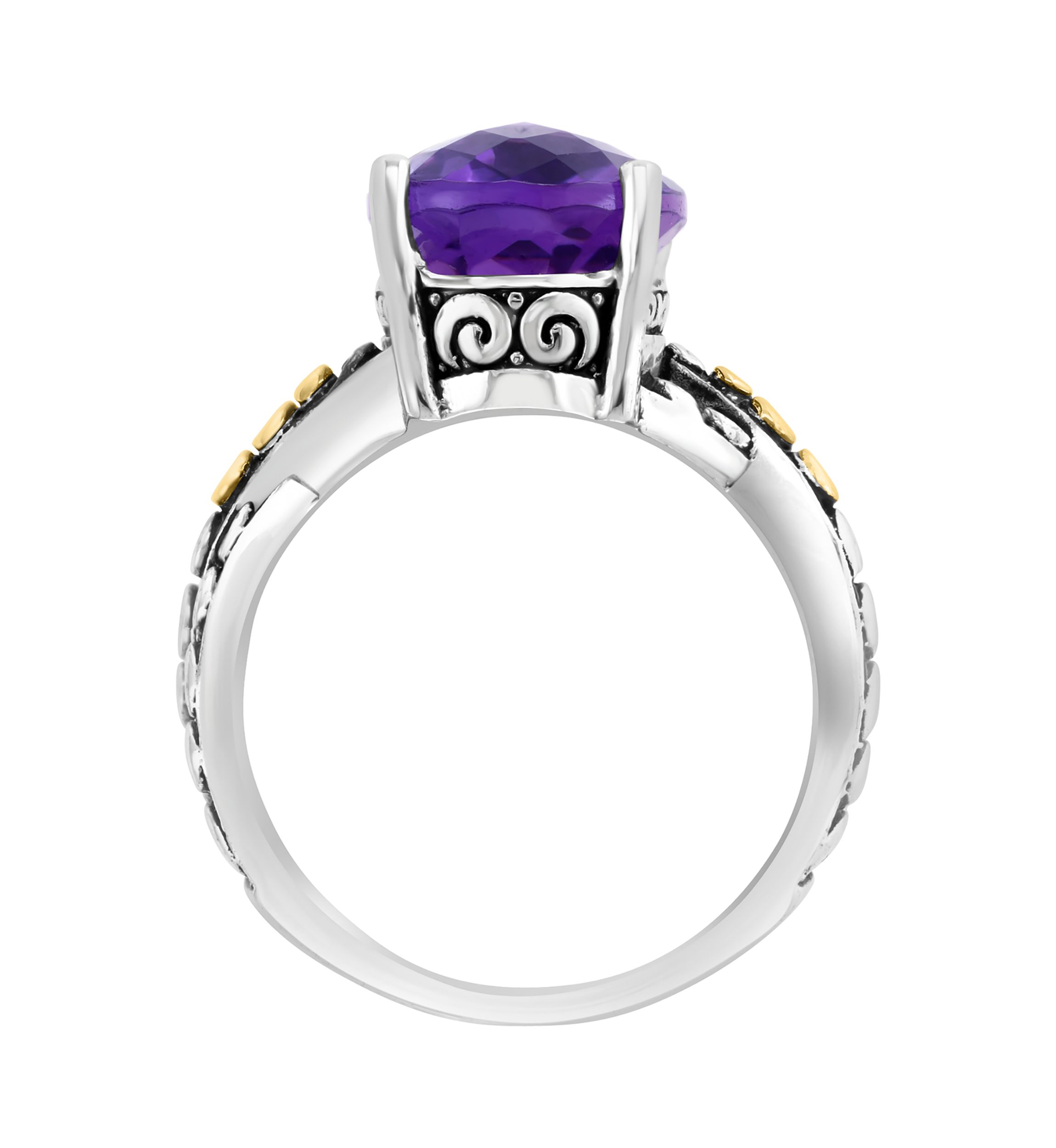Amethyst Twist Ring in 18K Sterling Silver