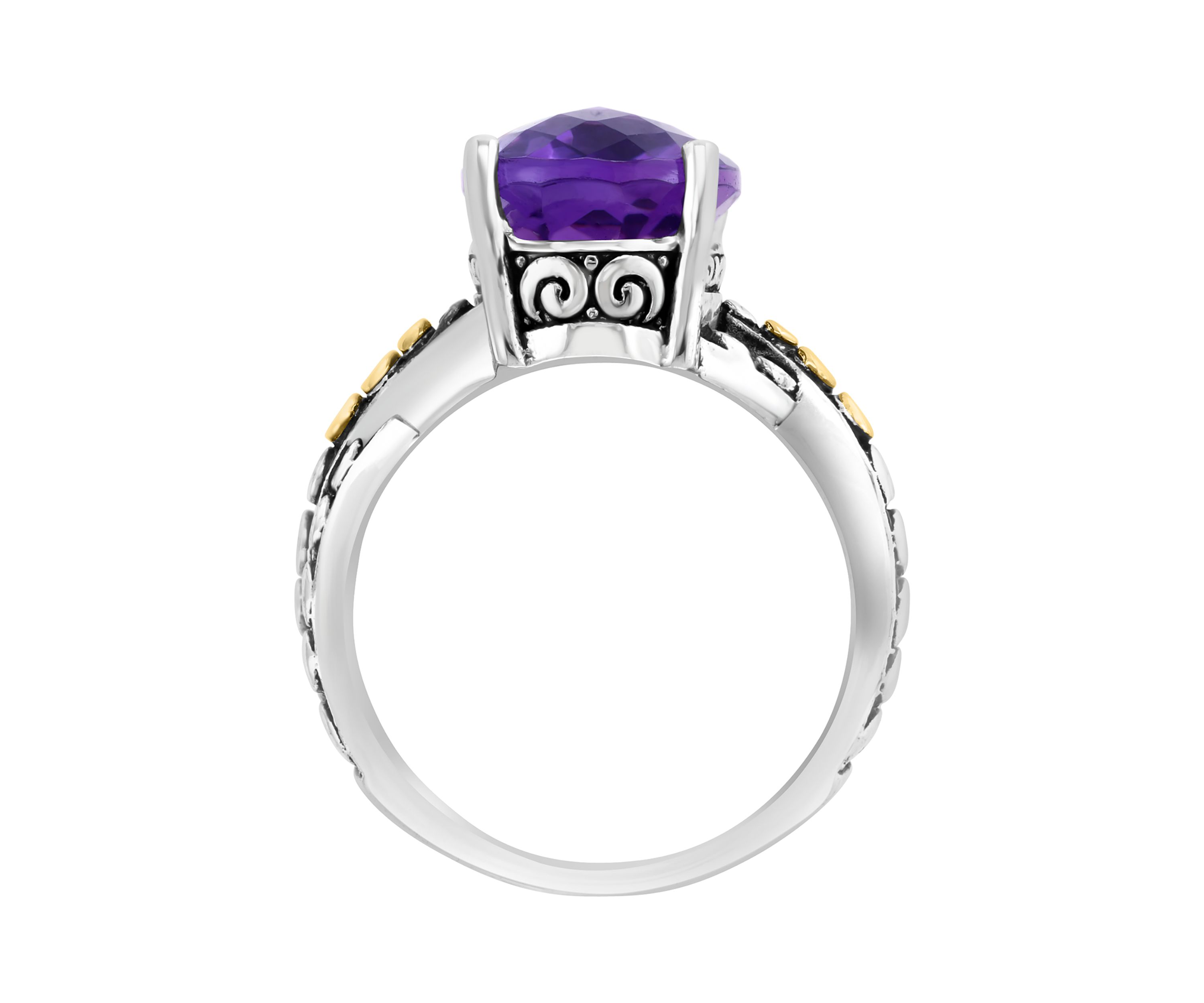 Amethyst Twist Ring in 18K Sterling Silver