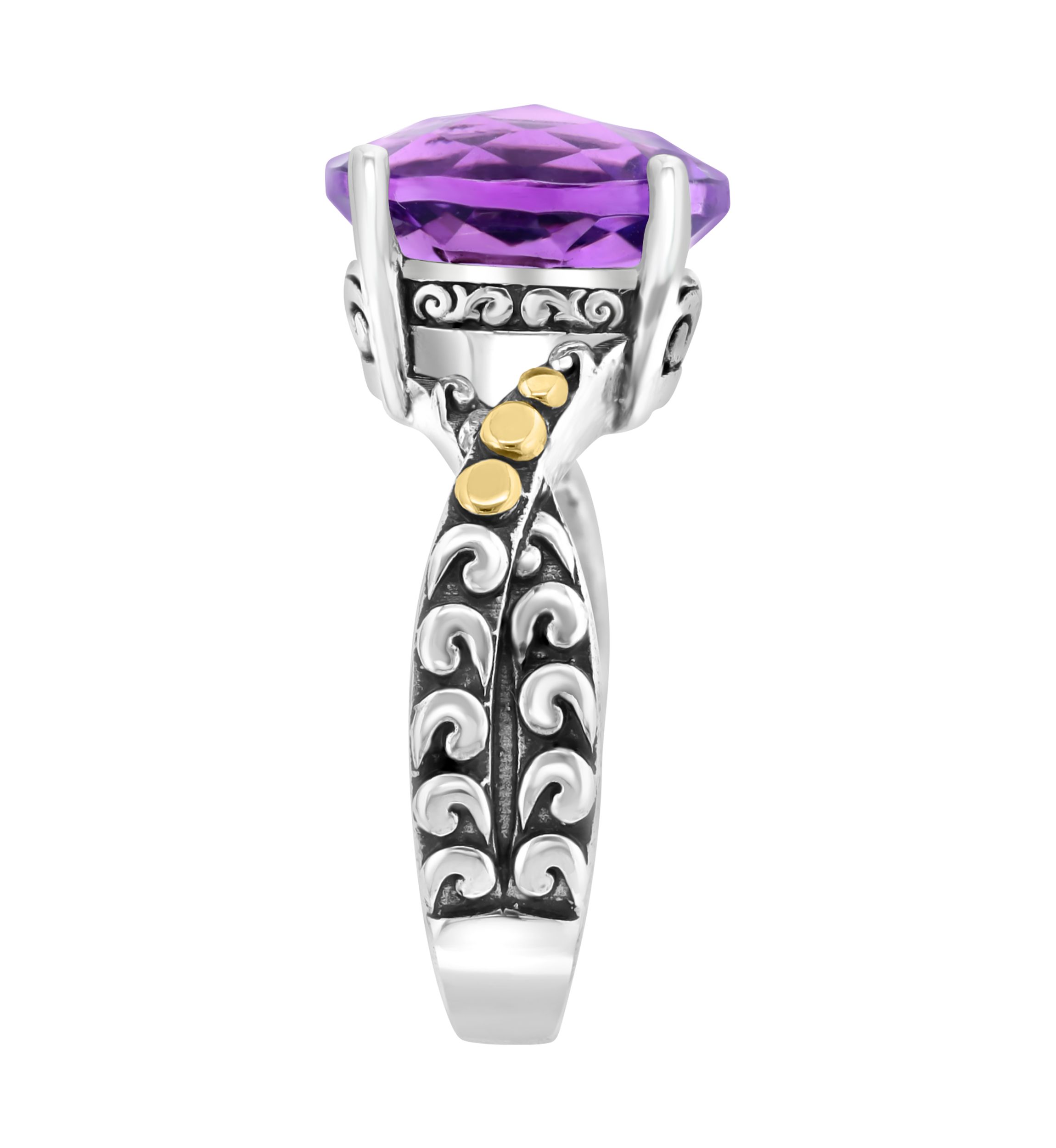 Amethyst Twist Ring in 18K Sterling Silver