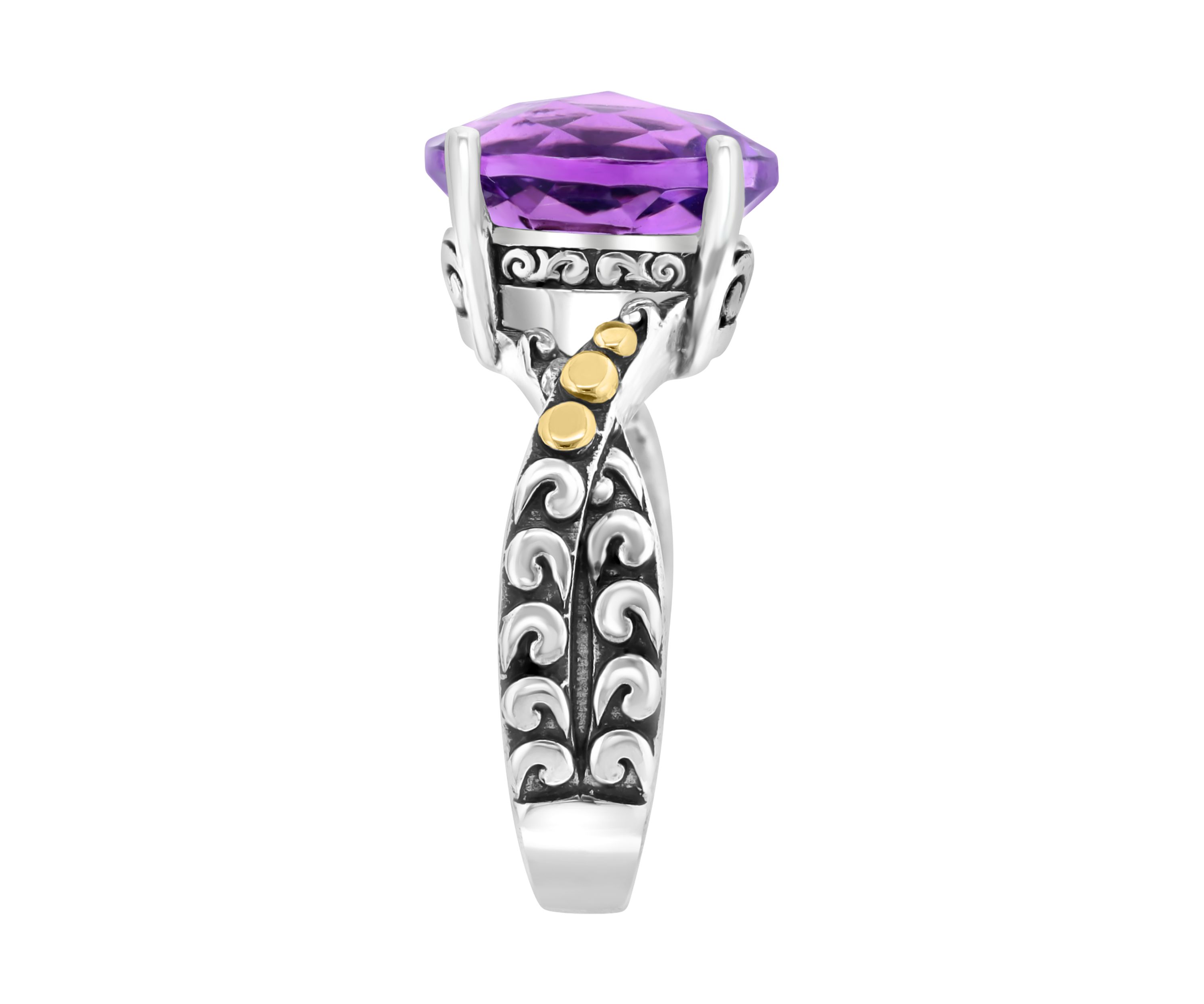 Amethyst Twist Ring in 18K Sterling Silver