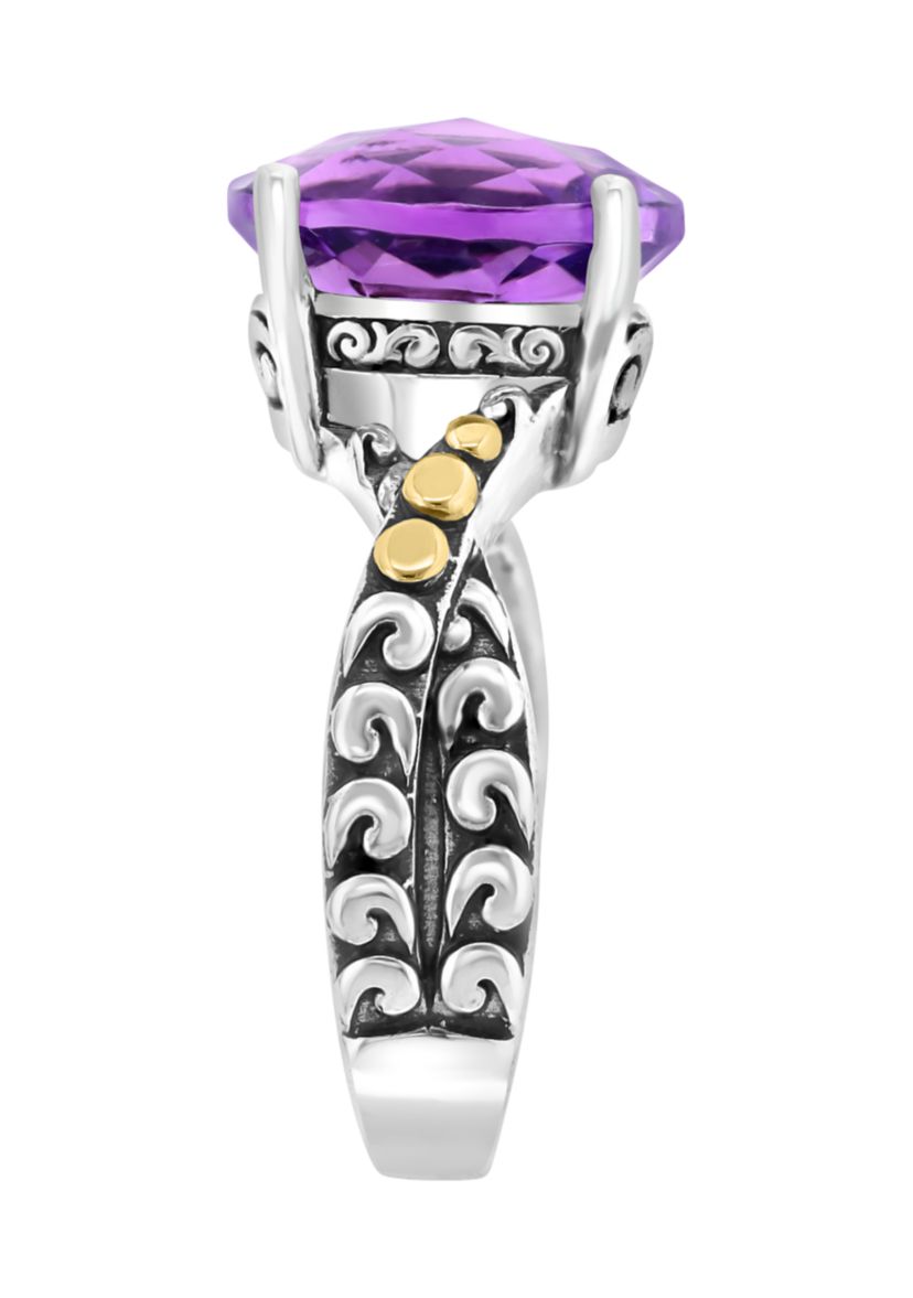 Amethyst Twist Ring in 18K Sterling Silver