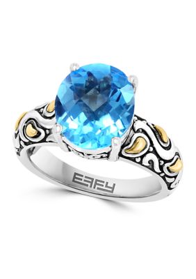 Effy Sterling Silver 18K Yellow Gold Blue Topaz Ring