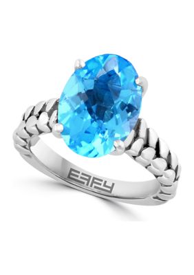 Effy Blue Topaz Braided Ring In 18K Sterling Silver