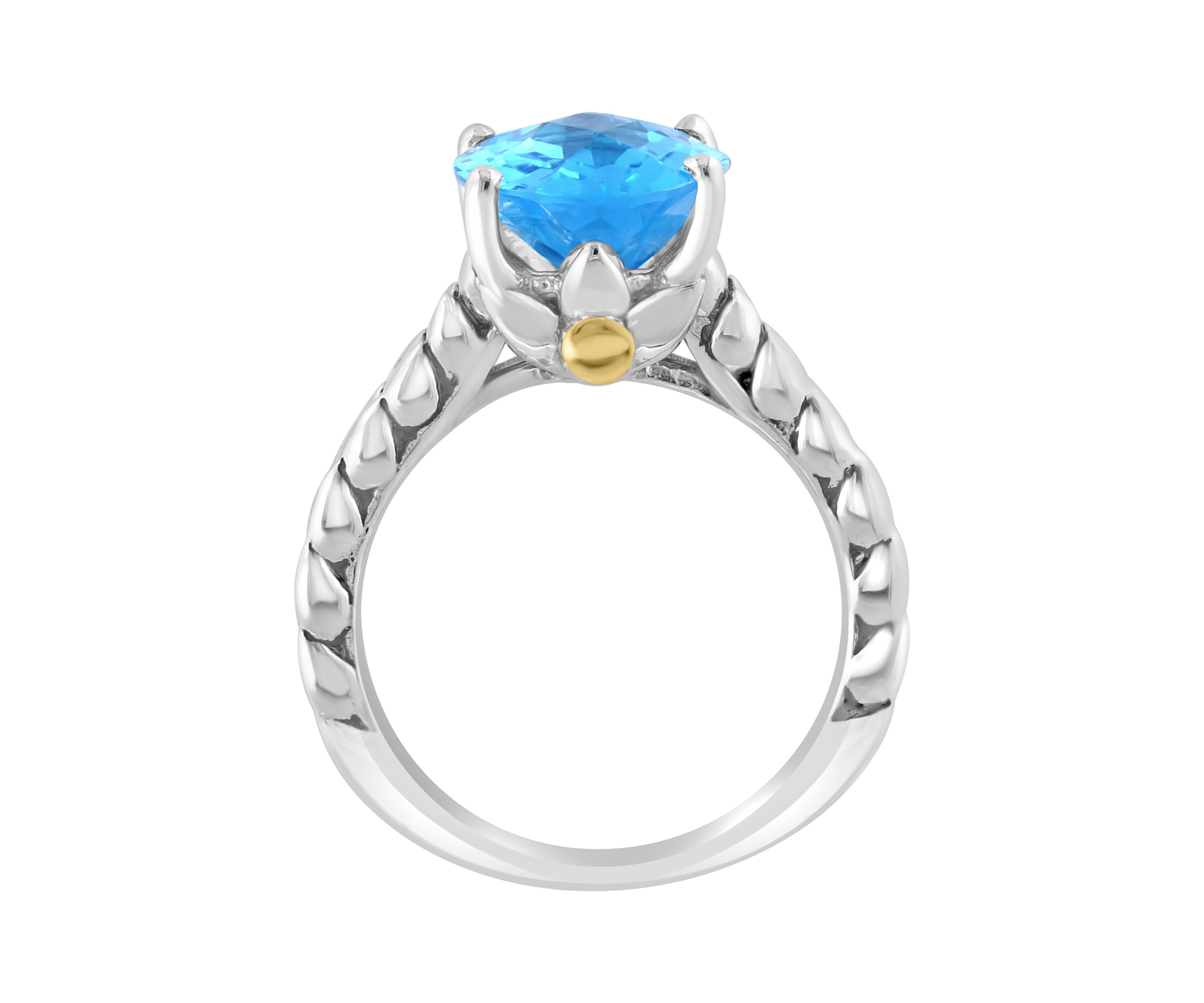 Blue Topaz Braided Ring in 18K Sterling Silver