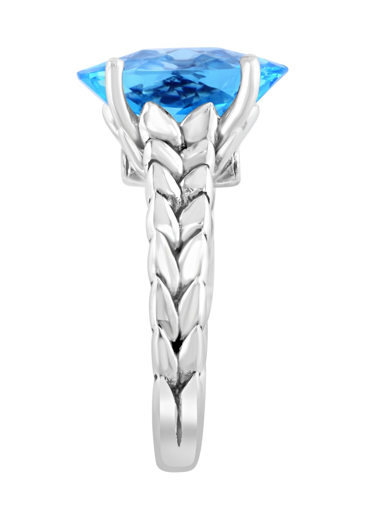 Blue Topaz Braided Ring in 18K Sterling Silver