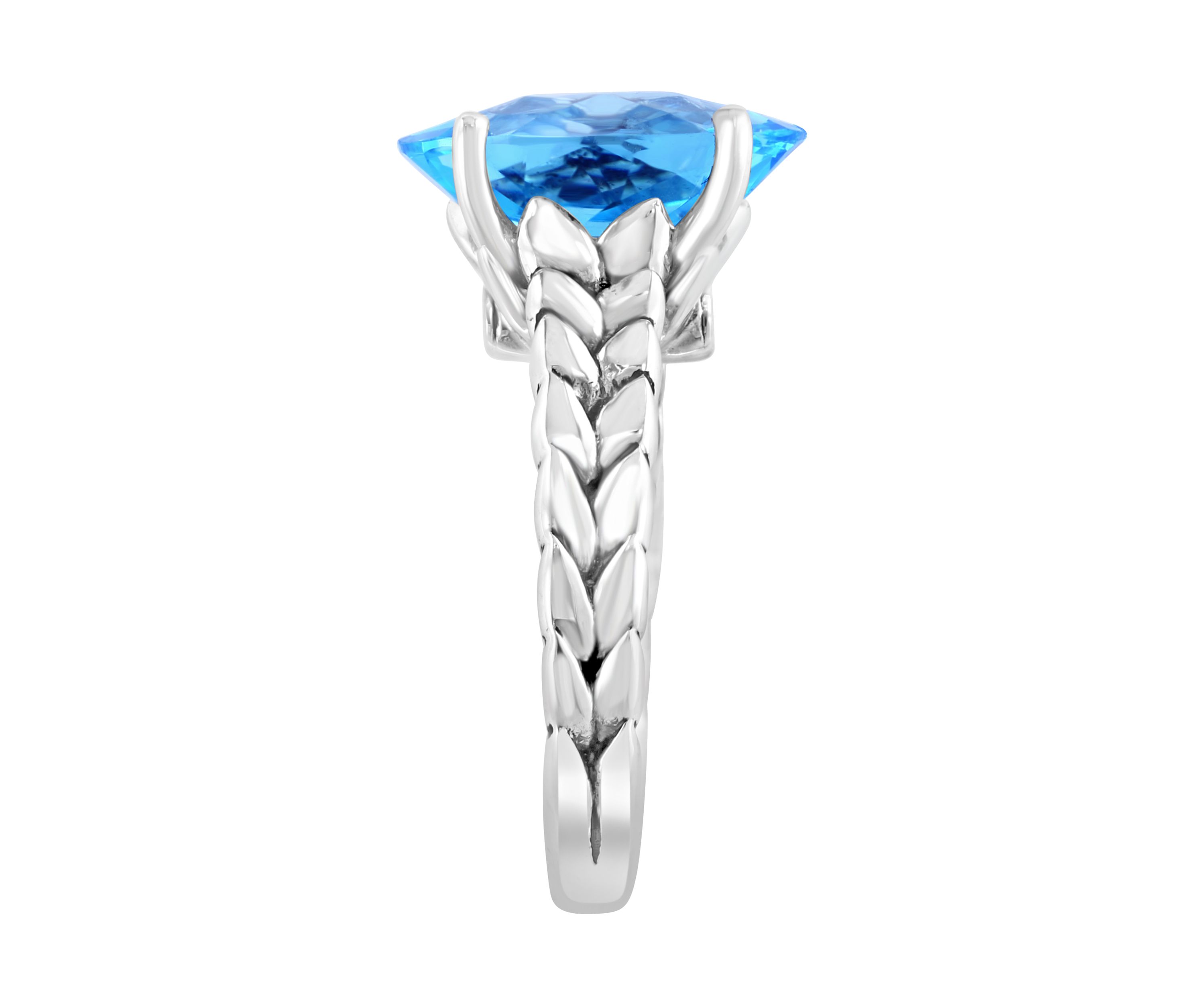 Blue Topaz Braided Ring in 18K Sterling Silver