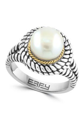 Effy Freshwater Pearl Cable Ring In Sterling Silver And 18K Yellow Gold