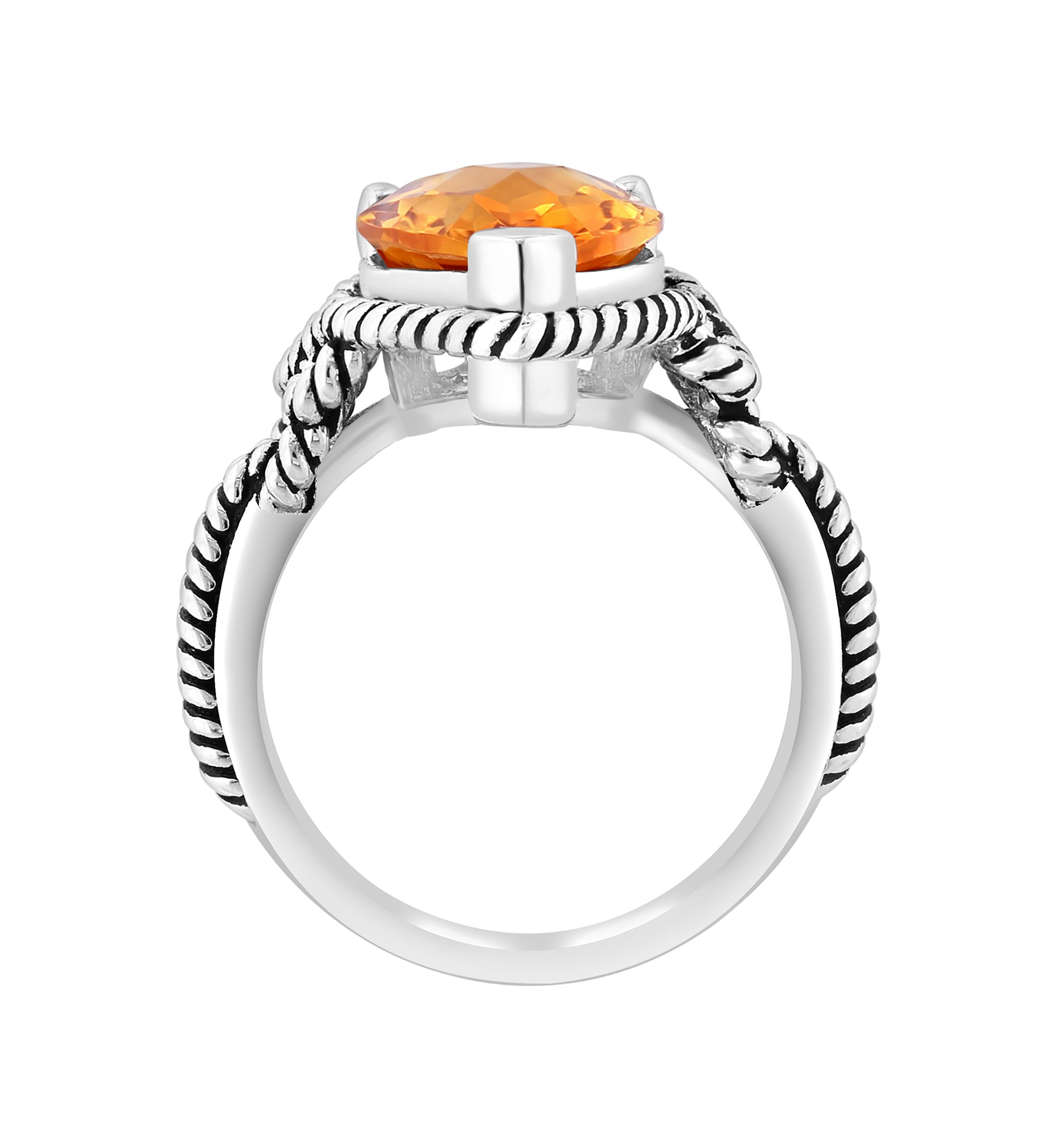 Citrine Ring in 925 Sterling Silver and 18K Yellow Gold