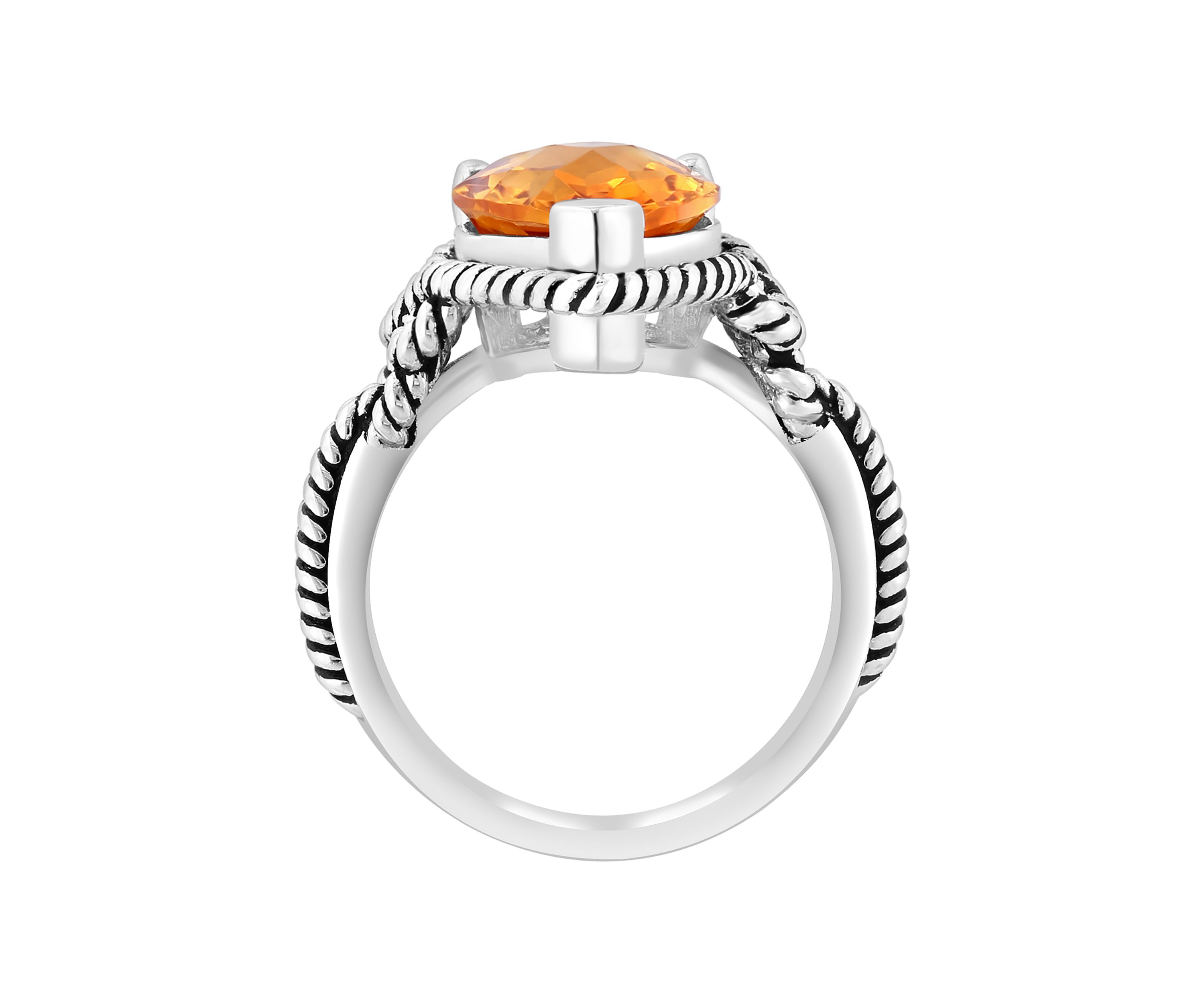 Citrine Ring in 925 Sterling Silver and 18K Yellow Gold