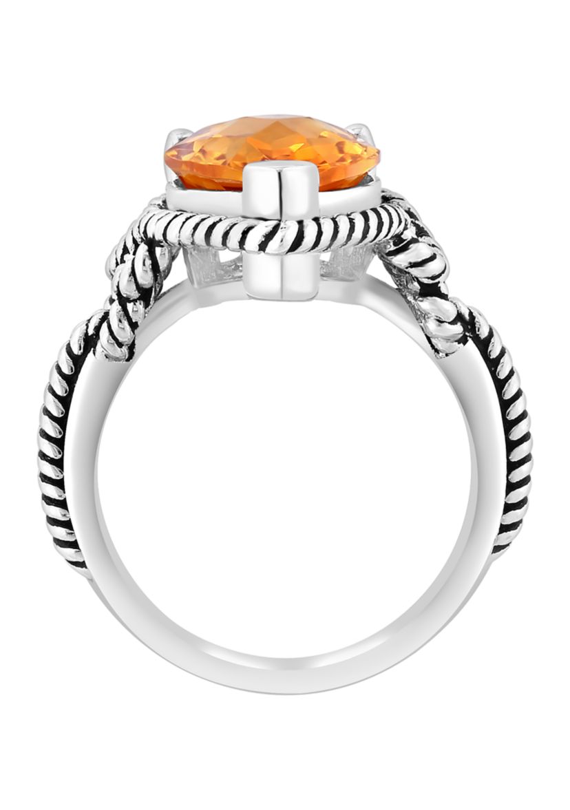 Citrine Ring in 925 Sterling Silver and 18K Yellow Gold