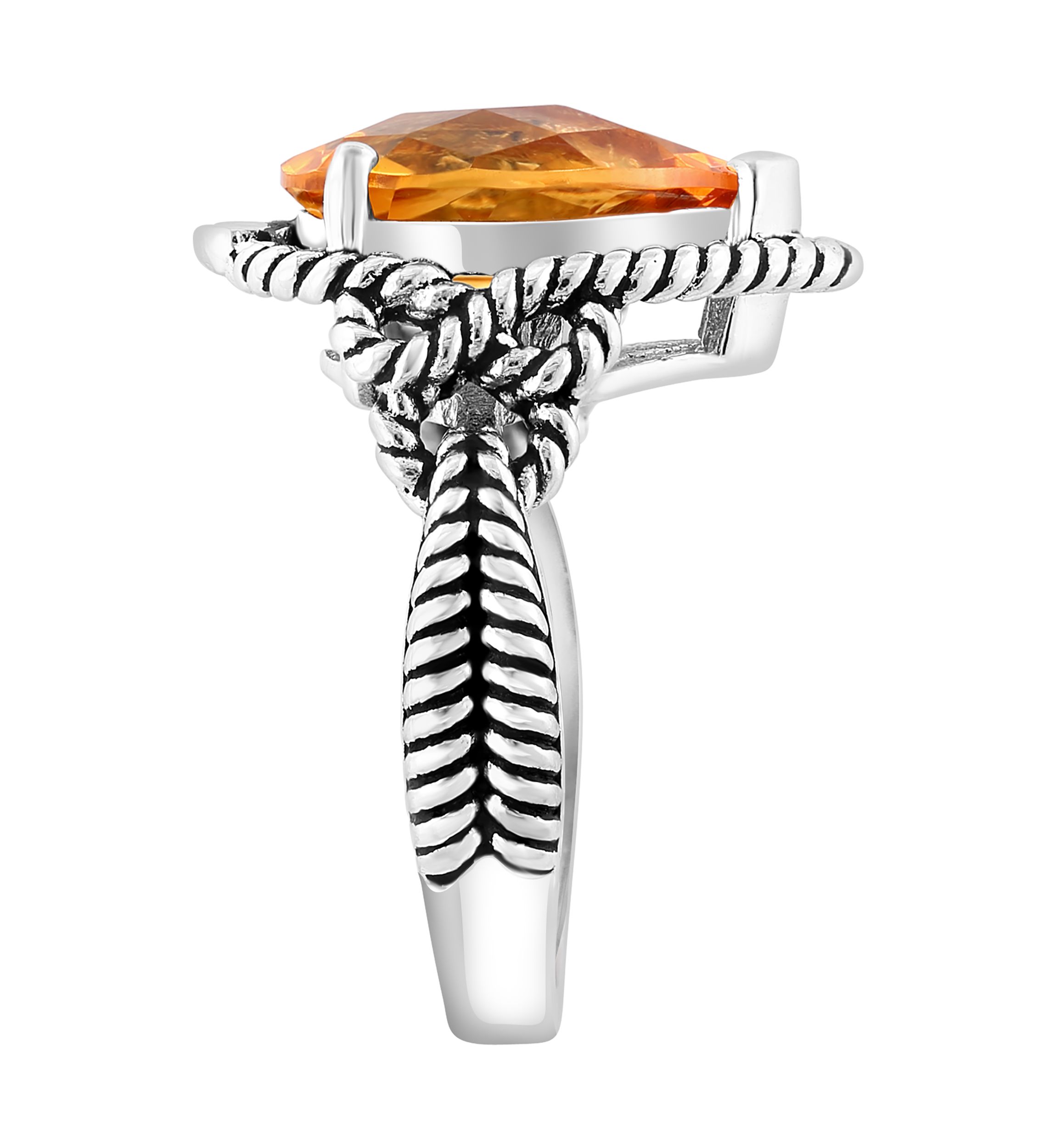 Citrine Ring in 925 Sterling Silver and 18K Yellow Gold