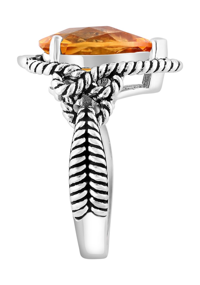 Citrine Ring in 925 Sterling Silver and 18K Yellow Gold