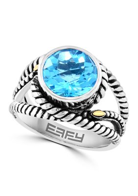 Effy Blue Topaz Ring in Sterling Silver and 18K Yellow Gold, 7