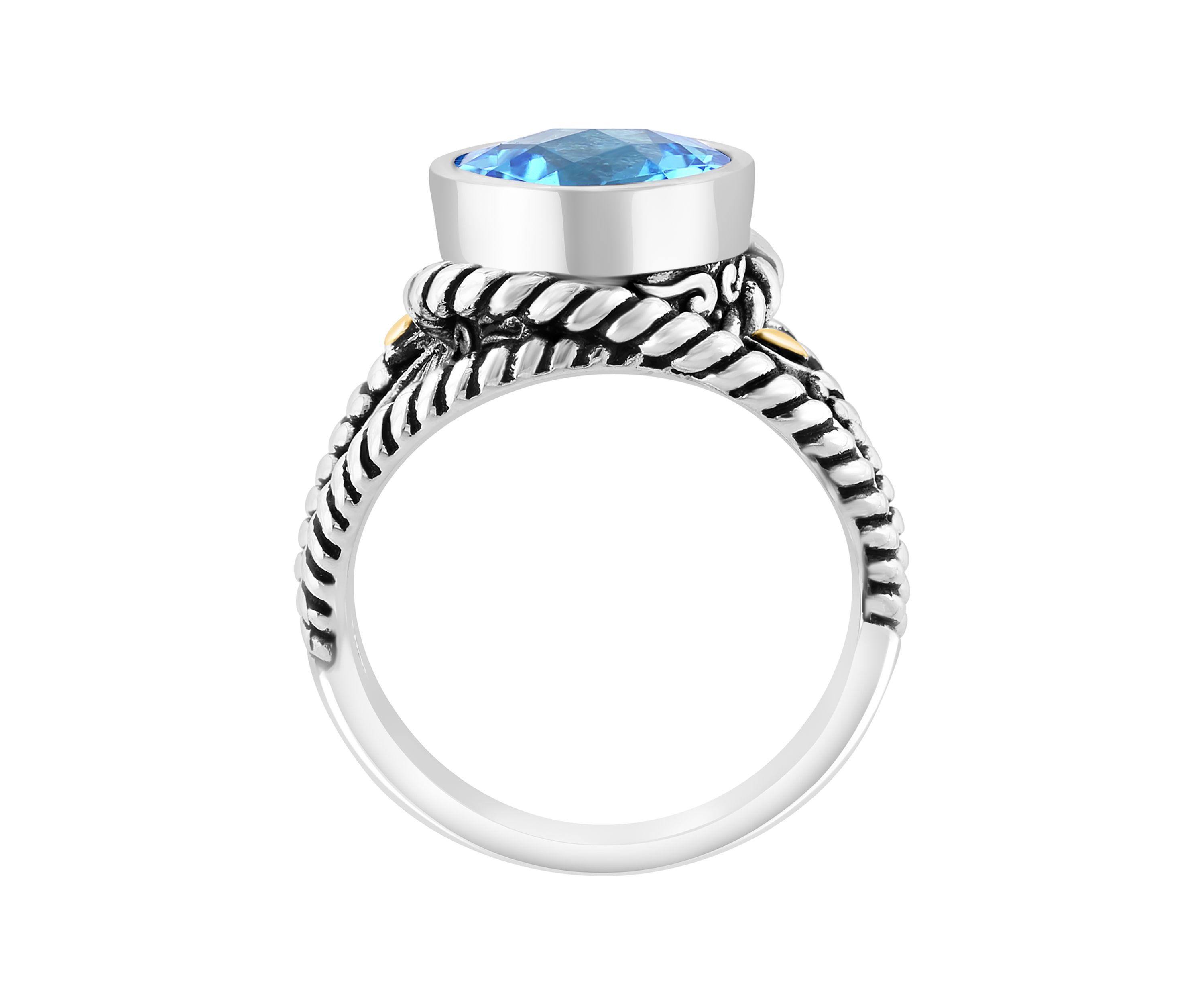 Blue Topaz Ring in Sterling Silver and 18K Yellow Gold