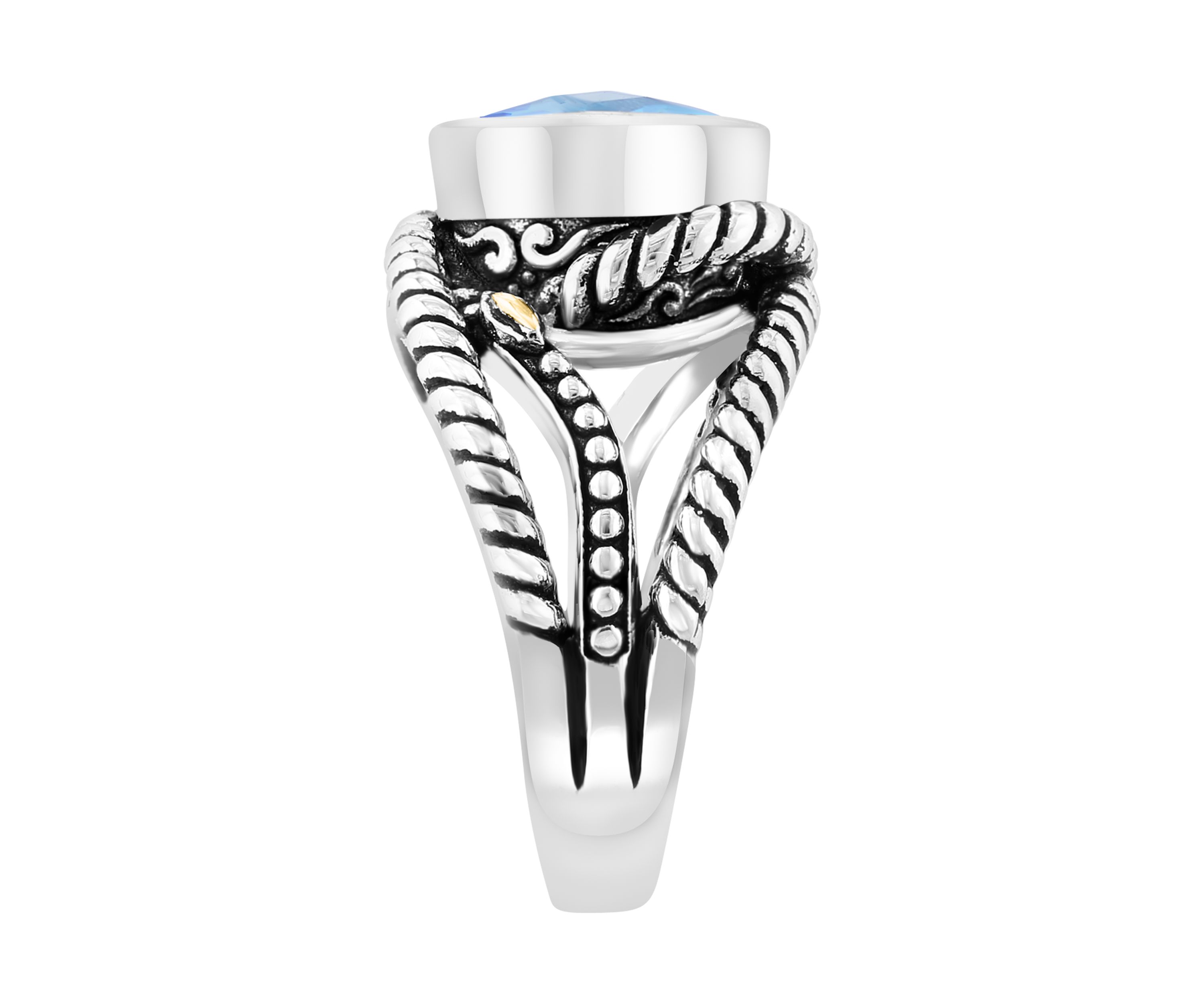 Blue Topaz Ring in Sterling Silver and 18K Yellow Gold