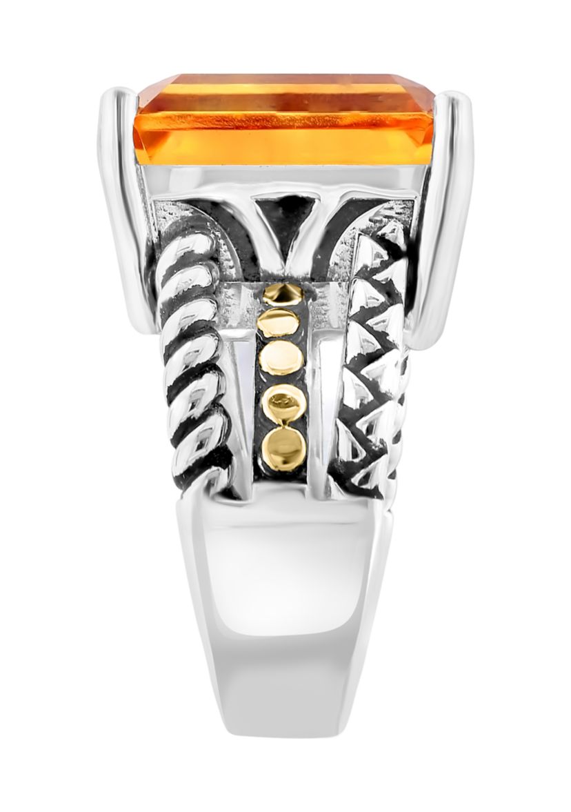 Silver/18K Yellow Gold Citrine Ring