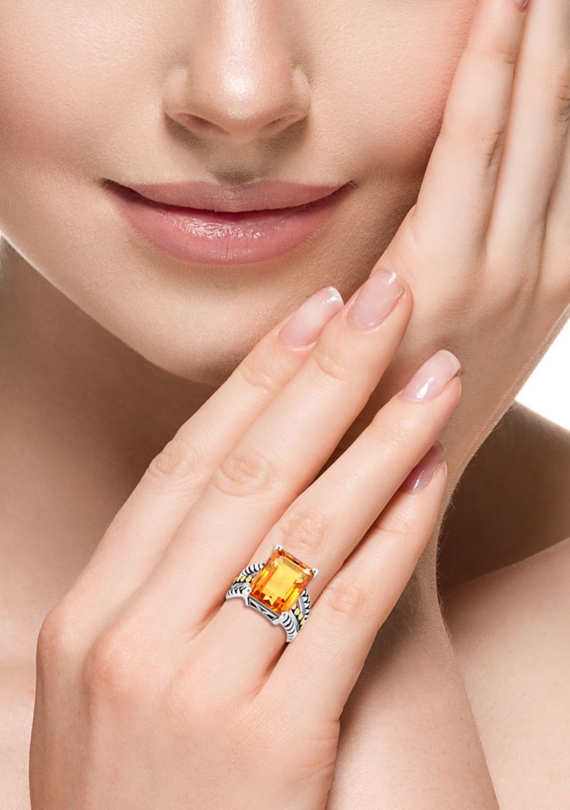 Silver/18K Yellow Gold Citrine Ring