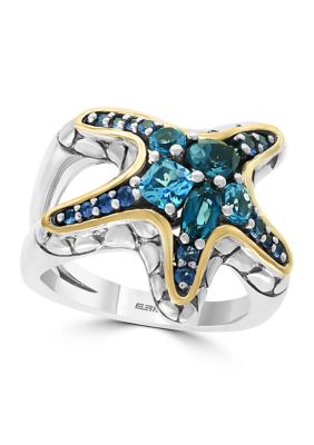 Effy Blue Topaz, London Blue, Sapphire Ring In Sterling Silver And 18K Yellow Gold, 9 -  0617892811333