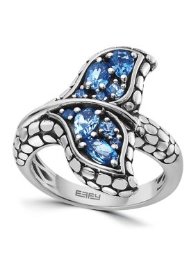 Effy Blue Topaz and London Blue Topaz Dolphin Fin Ring in Sterling Silver and 14K Yellow Gold, 7