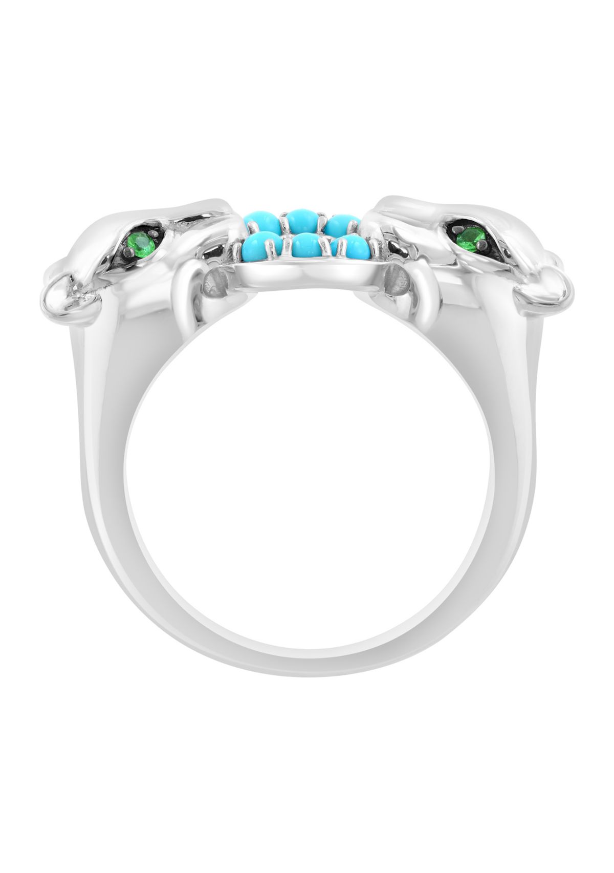 2.56 ct. t.w. Turquoise, Tsavorite Panther Ring in Sterling Silver