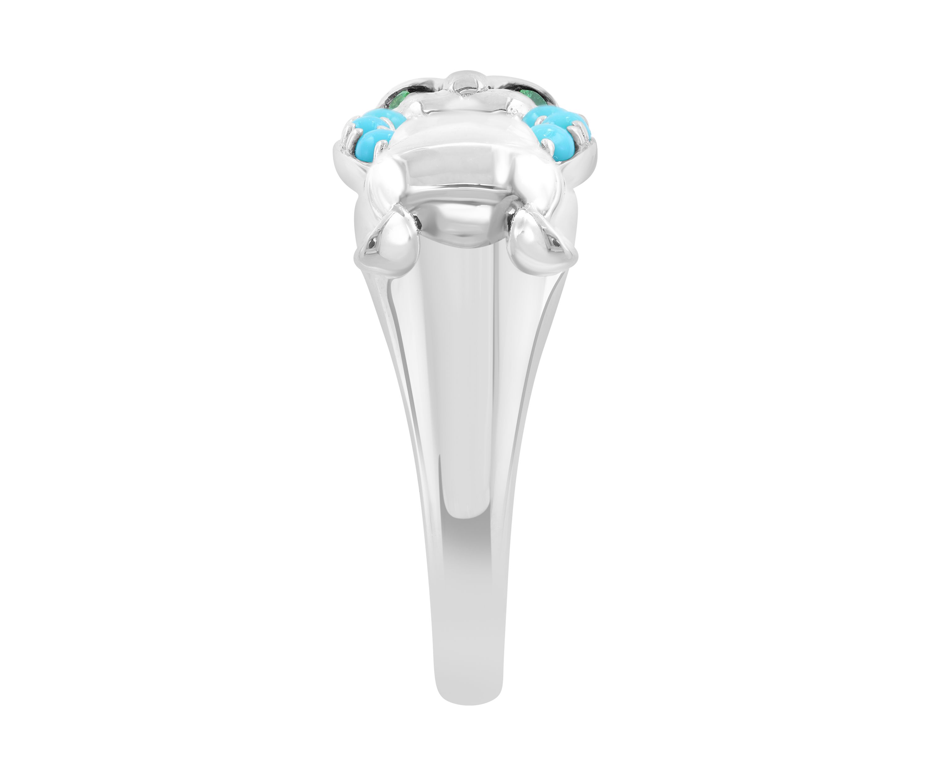 2.56 ct. t.w. Turquoise, Tsavorite Panther Ring in Sterling Silver