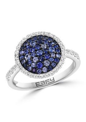 Effy Sterling Silver Blue and White Sapphire Ring, 7