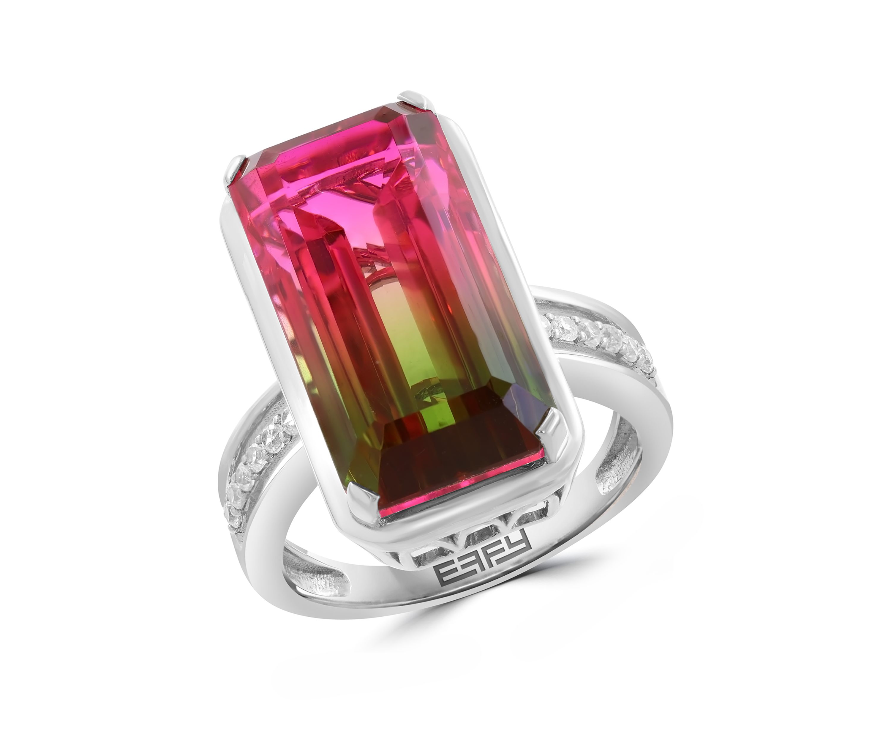14 ct. t.w. Quartz Crystal, Zircon Ring in Sterling Silver