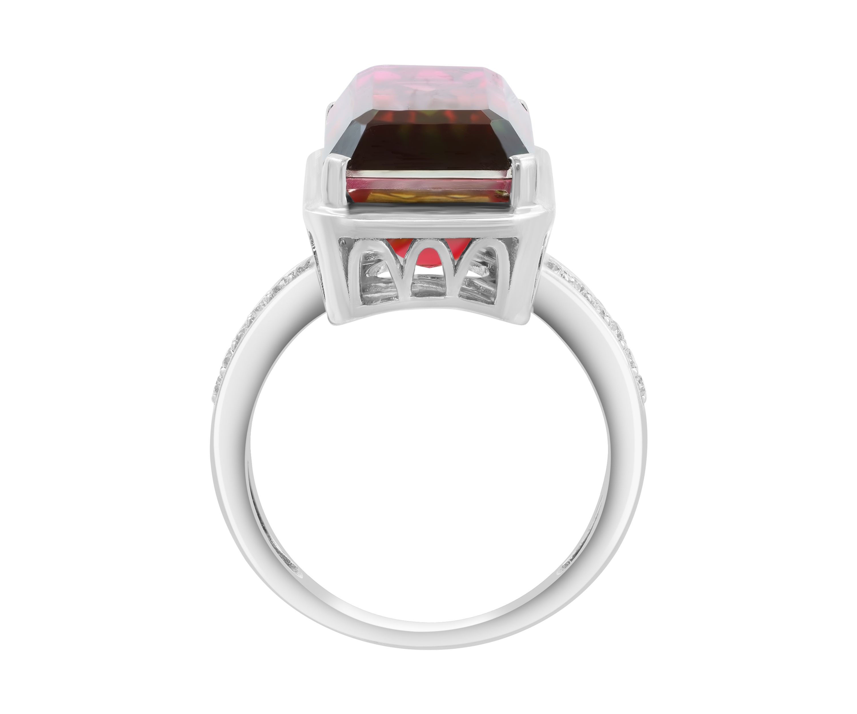 14 ct. t.w. Quartz Crystal, Zircon Ring in Sterling Silver