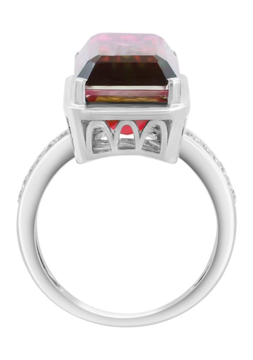 14 ct. t.w. Quartz Crystal, Zircon Ring in Sterling Silver