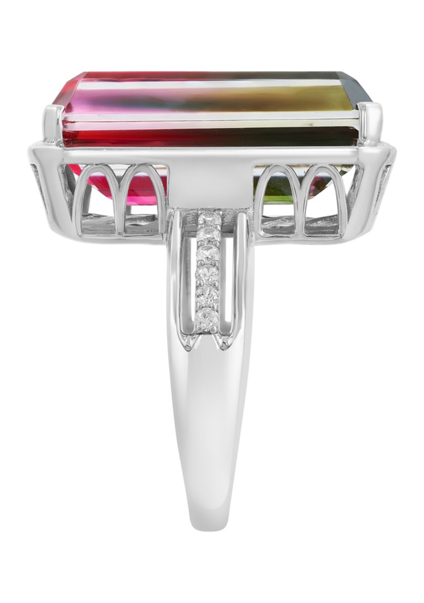 14 ct. t.w. Quartz Crystal, Zircon Ring in Sterling Silver