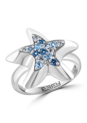 Effy Sterling Silver Blue Topaz Starfish Ring, 7