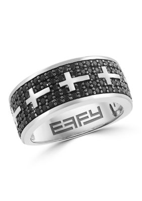 Effy Men's Sterling Silver Black Spinel Ring, 10